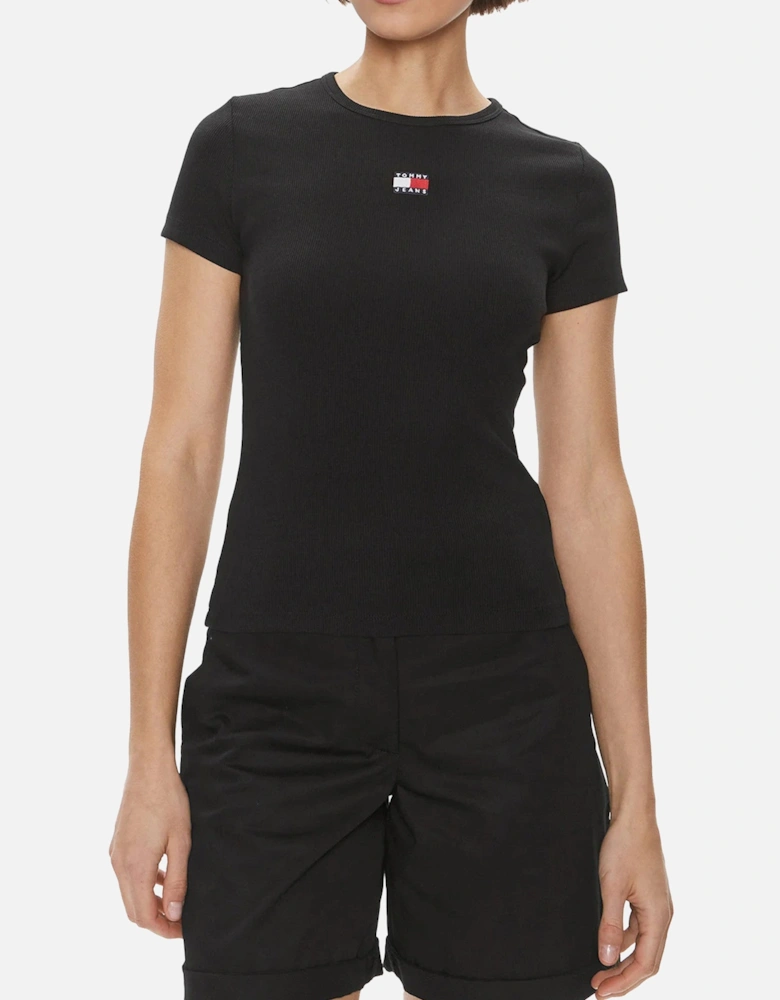 Women's Ribbed T-Shirt - Black