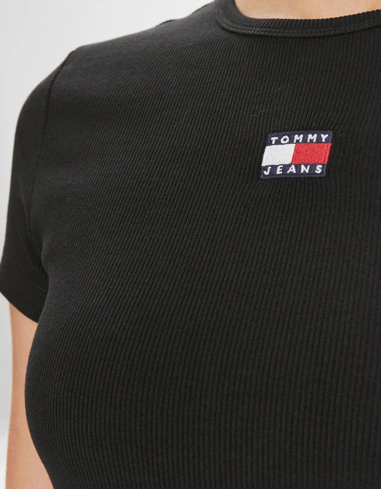 Women's Ribbed T-Shirt - Black