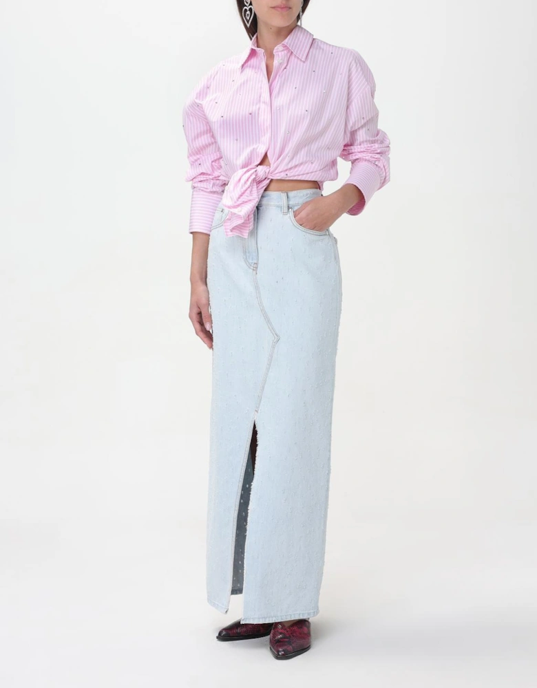 Striped CrystalEmbellished Shirt