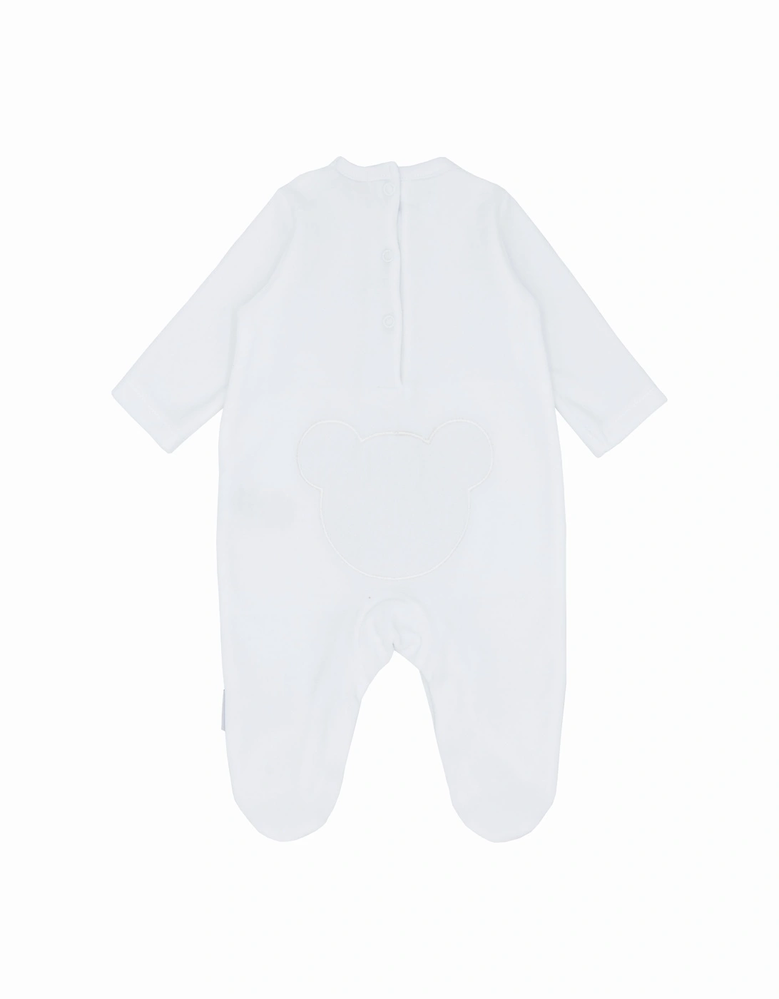 White Velour Bear Babygrow