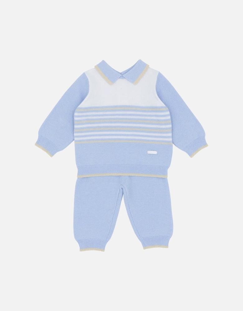 Boys Pale Blue Knit Polo Tracksuit