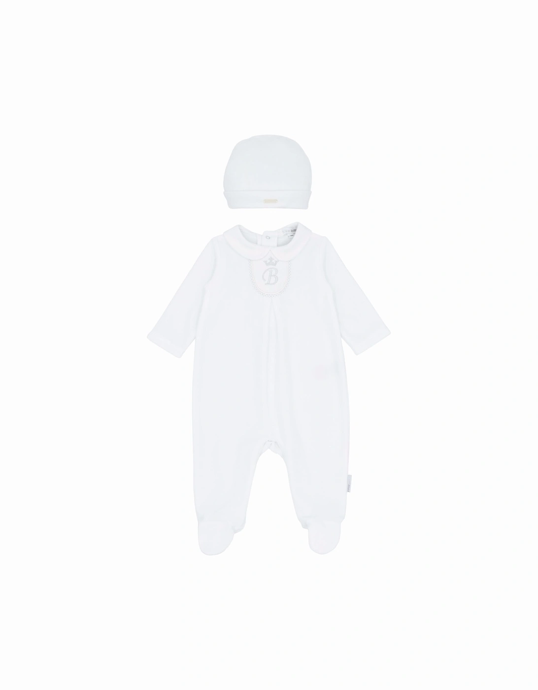White Velour Babygrow and Hat, 2 of 1