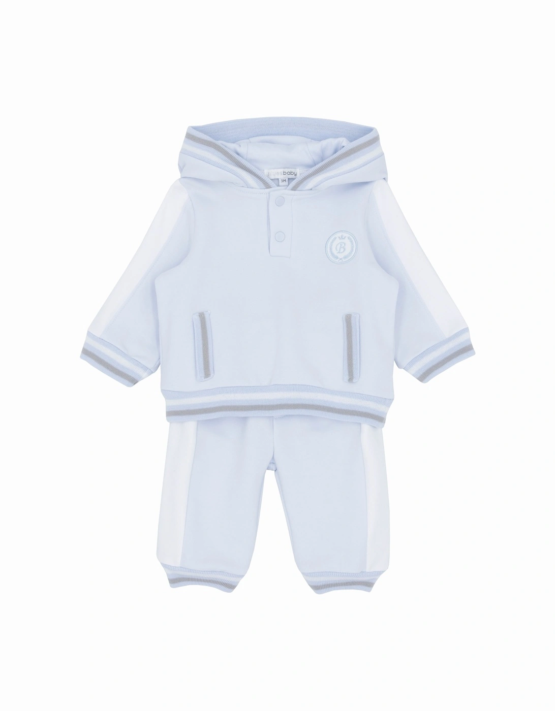 Boys Pale Blue Hooded Tracksuit, 2 of 1