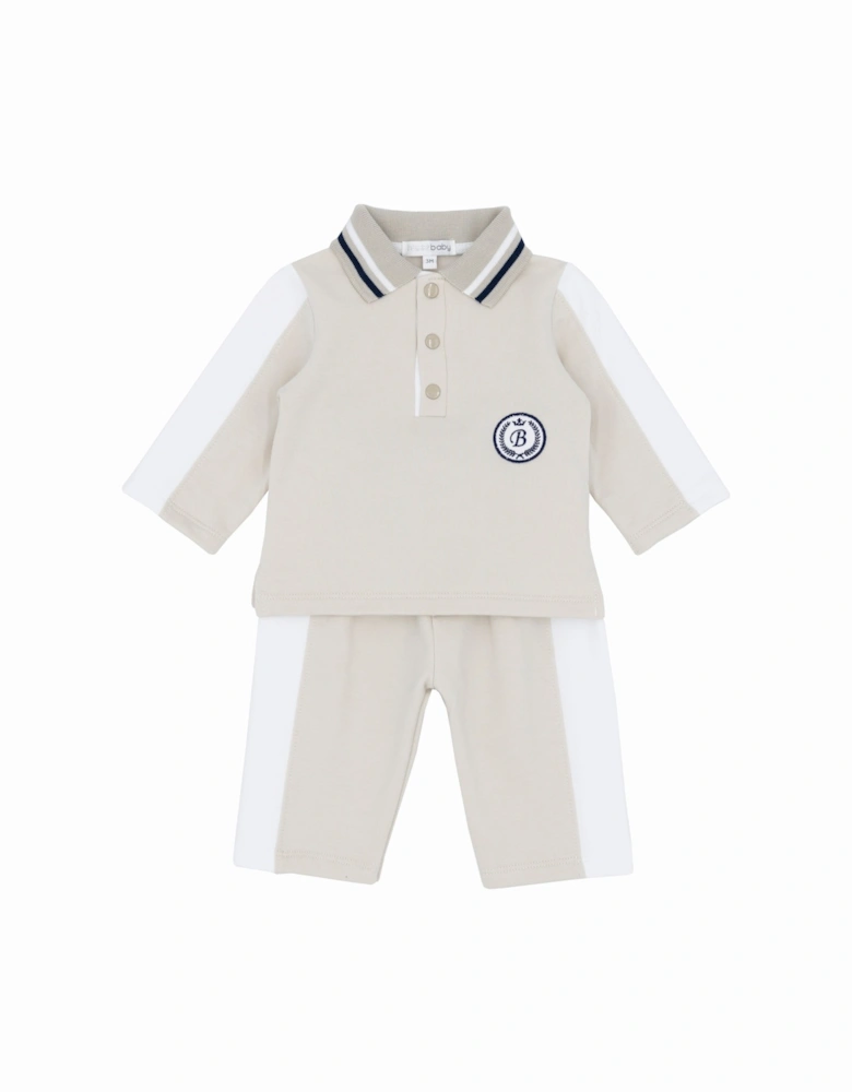 Boys Beige Polo Tracksuit