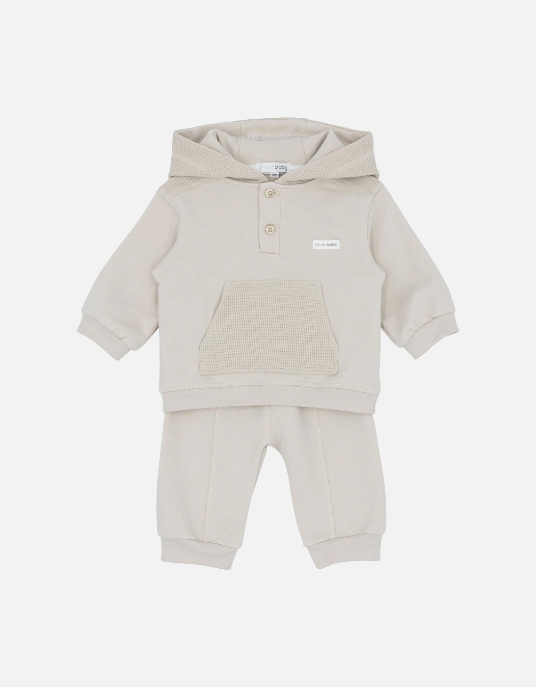 Boys Beige Hooded Tracksuit, 2 of 1