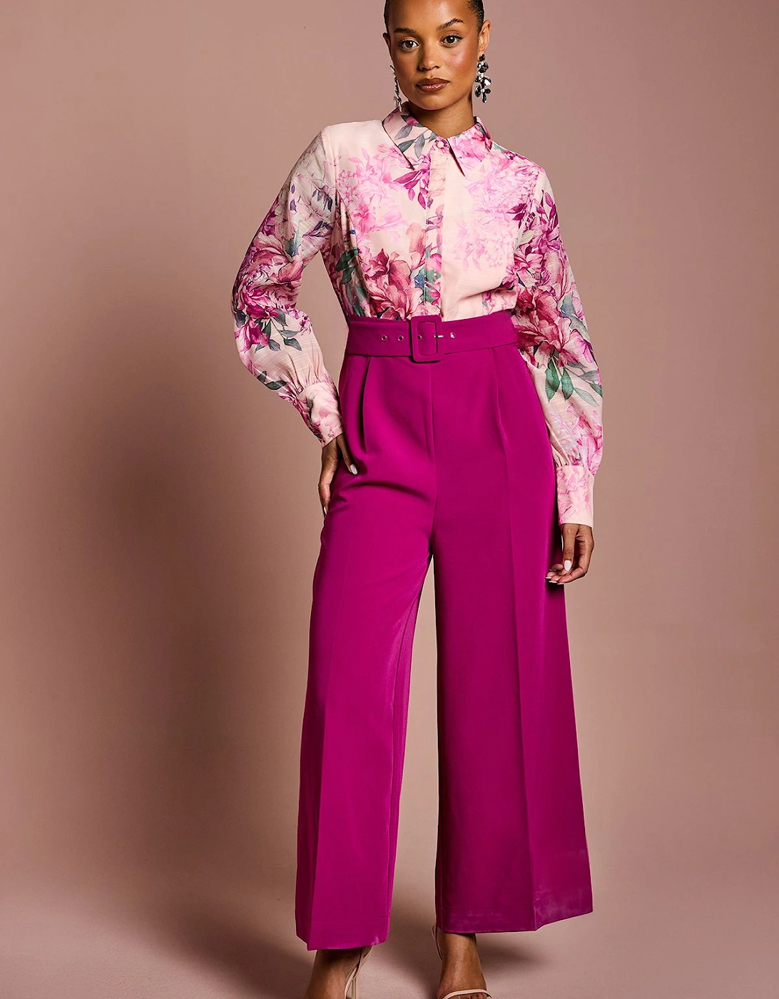 Petite Printed Blouson Sleeve Wide Leg Jumpsuit, 2 of 1