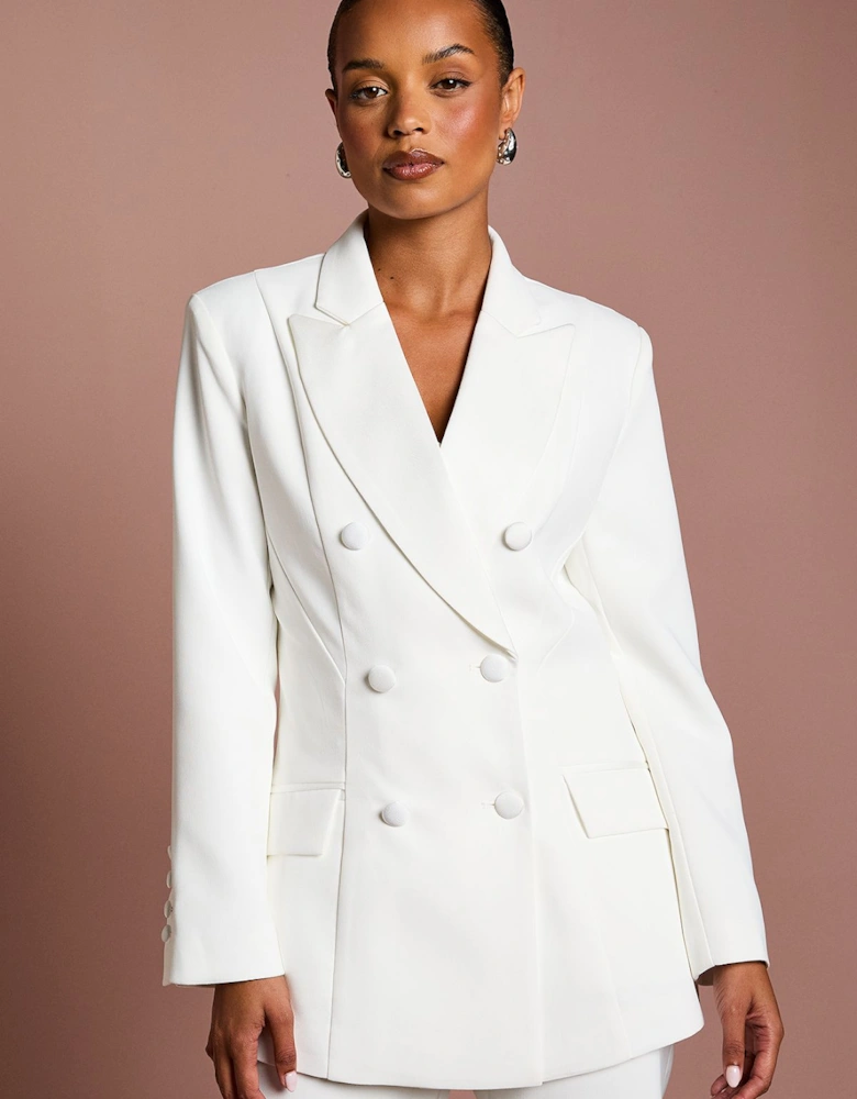 Petite Premium Hourglass Silhouette Double Breasted Blazer