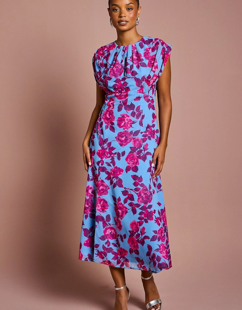 Petite Short Sleeve Chiffon Midi Dress