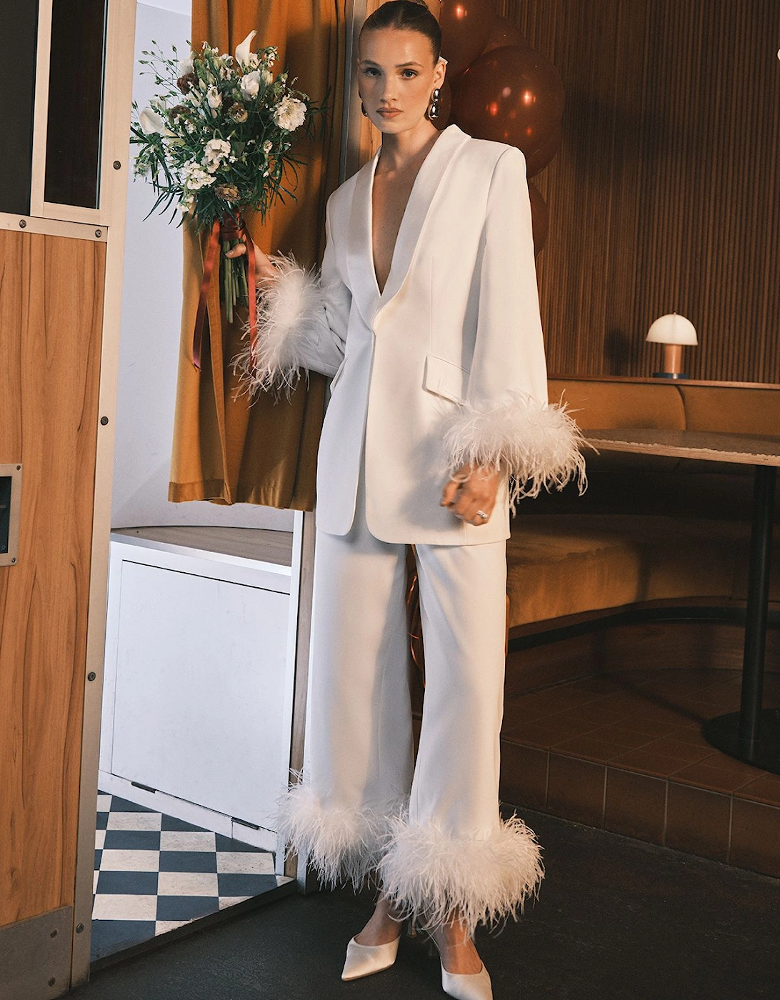 Feather Trim Cropped Trouser, 2 of 1