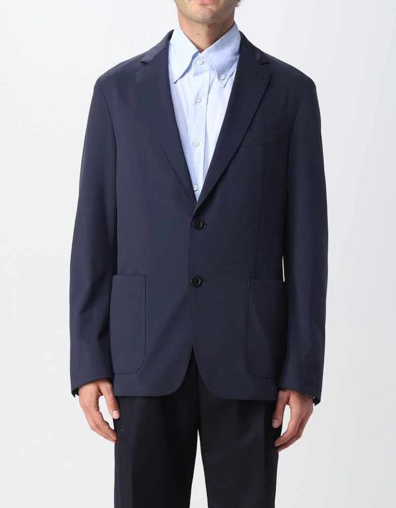 Men Blazer TwoButton Patch Pockets