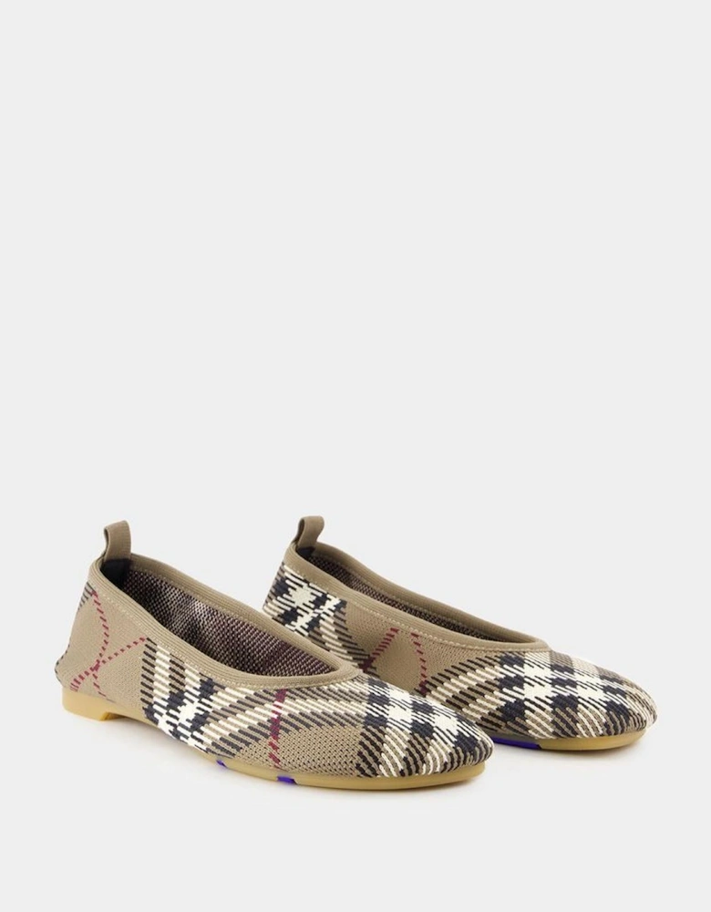 Knitted Ballet Flats Plaid Pattern