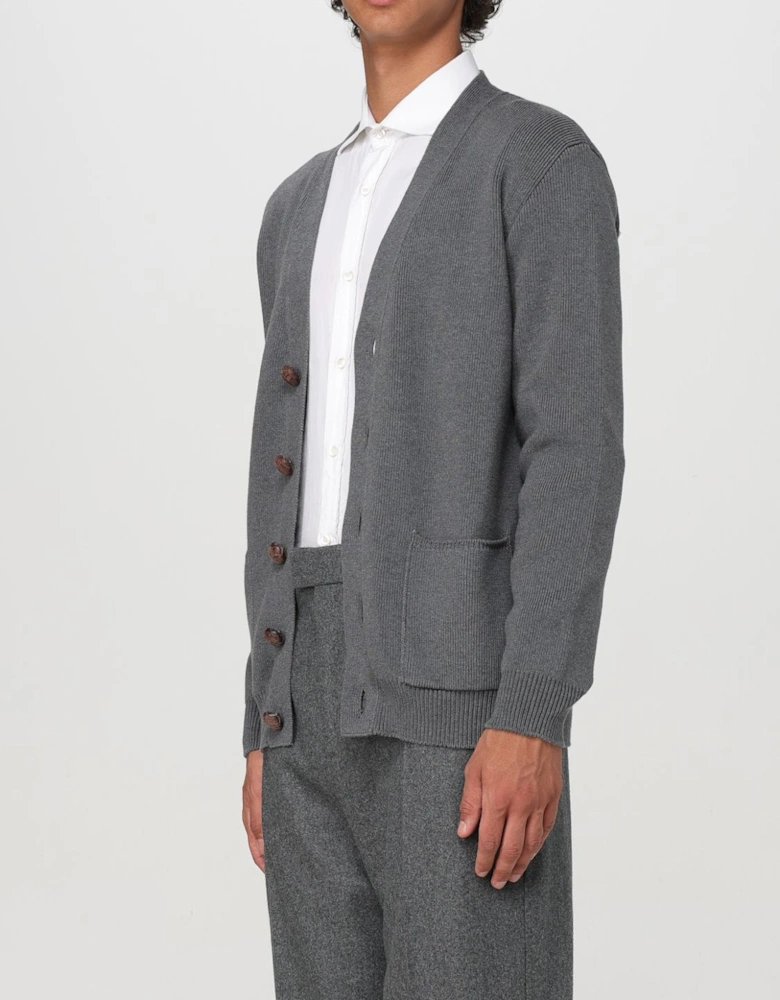 Ribbed Cotton VNeck Cardigan
