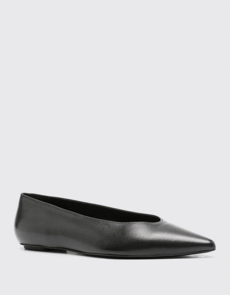 Slender Pointy Toe Flat Leather Sole