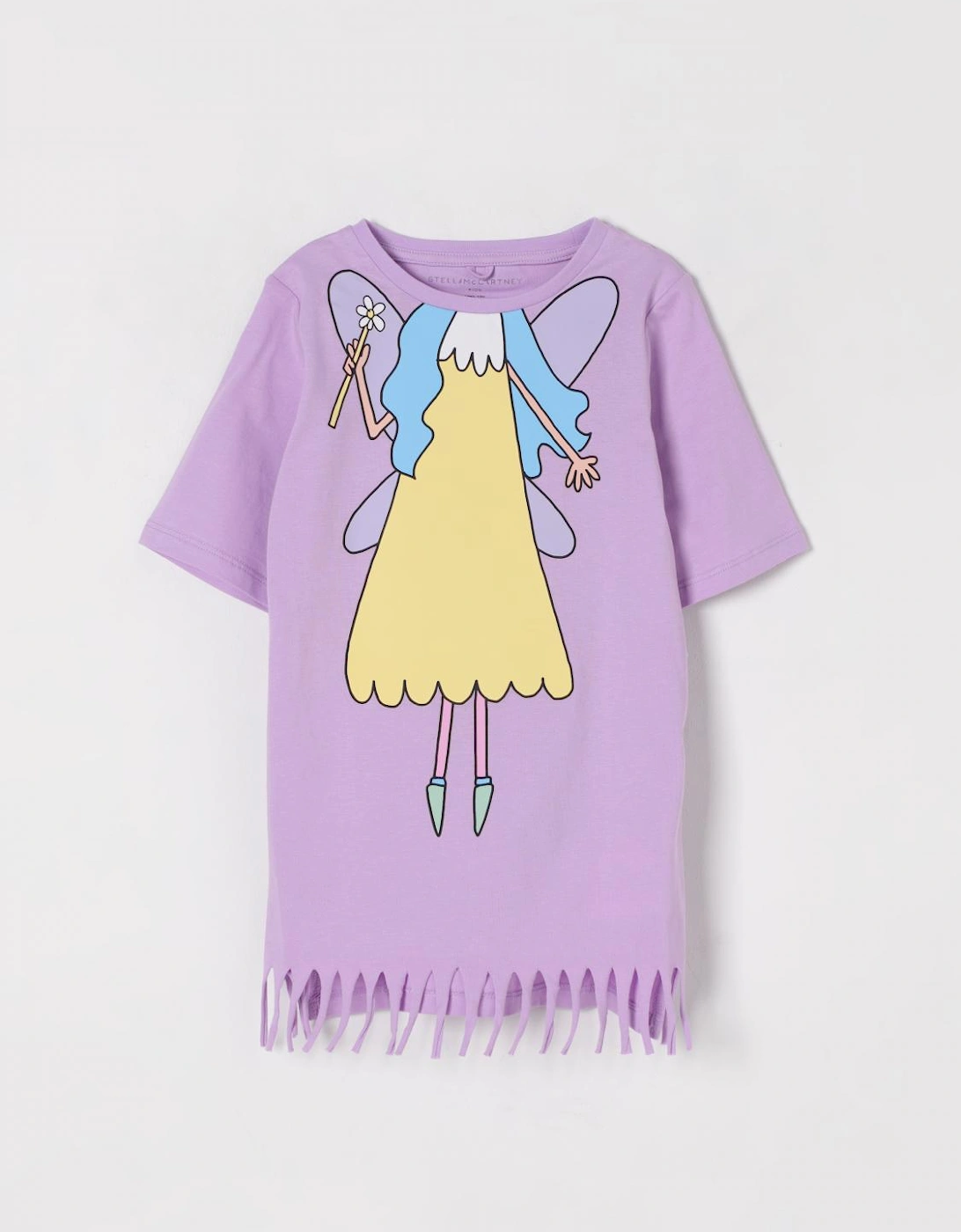 Graphic Short Sleeve Cotton Dress with Fringe Detail, 4 of 3
