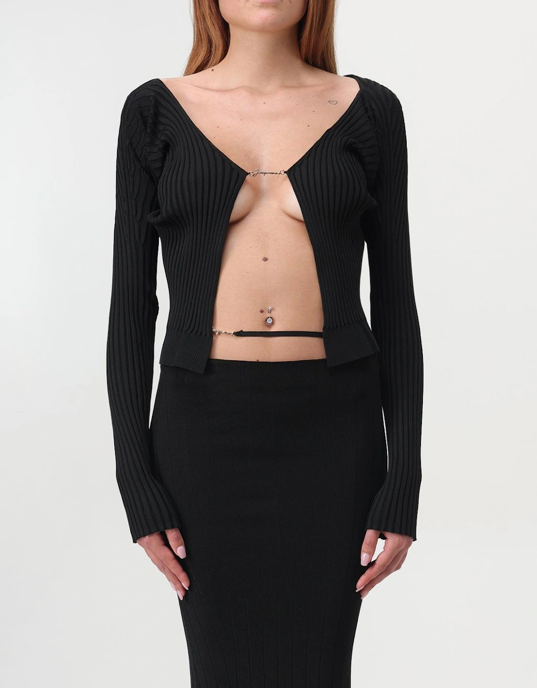 Ribbed Knit VNeck Metal Clasp Top, 6 of 5