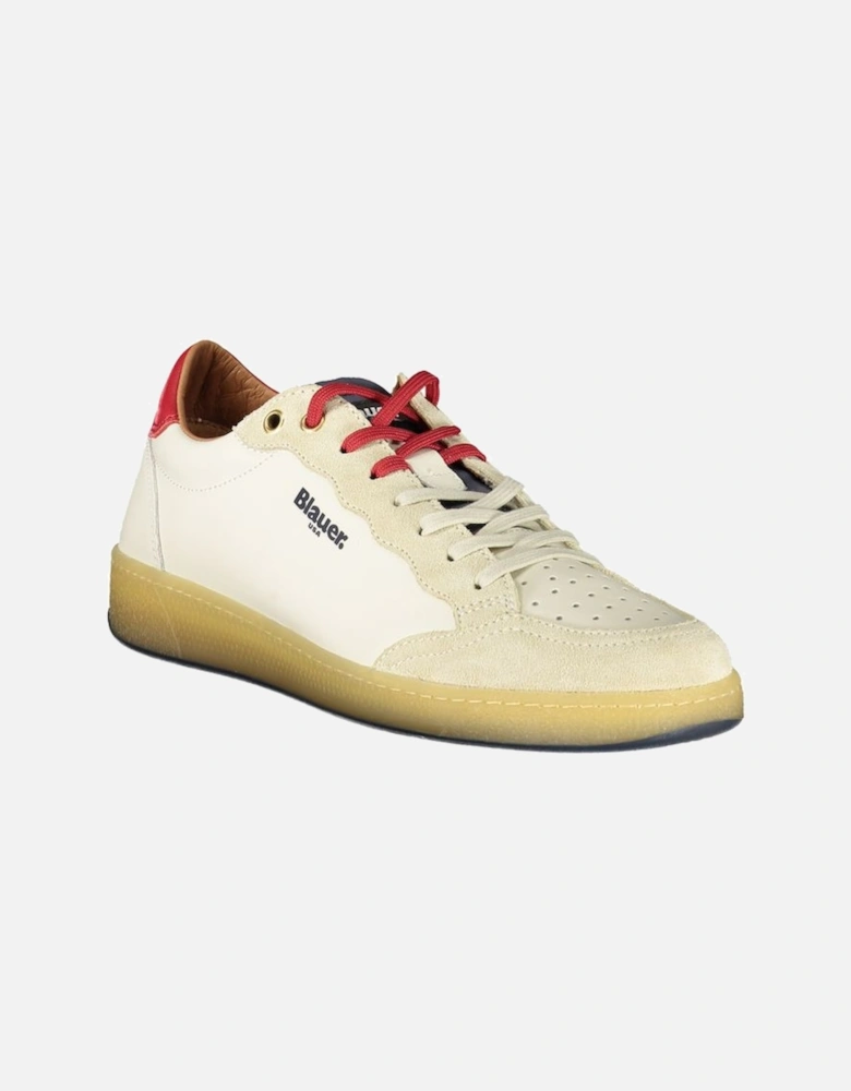 Leather Sports Sneakers with Removable Insole and Double Lace-Up Closure