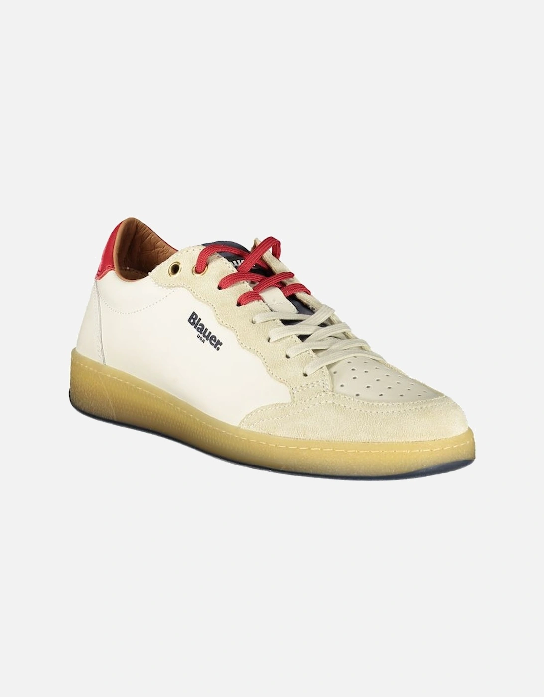 Leather Sports Sneakers with Removable Insole and Double Lace-Up Closure