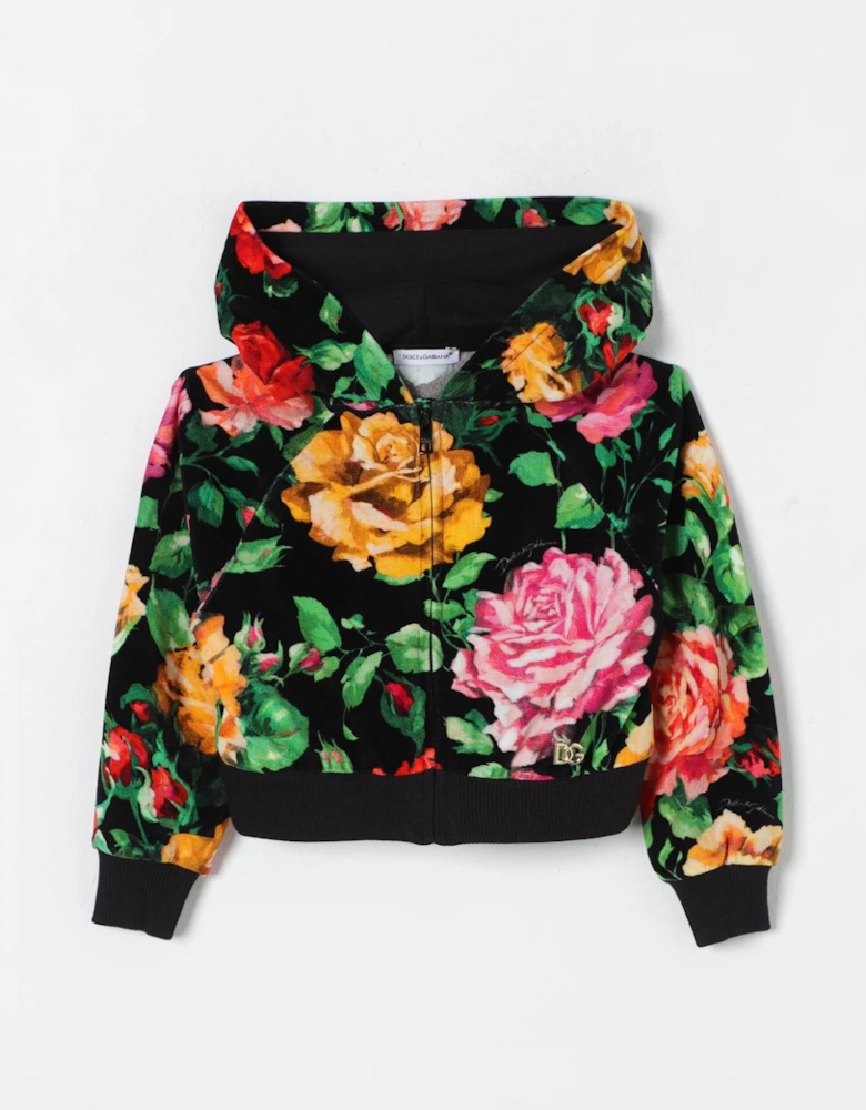 Floral Velvet Hooded Jacket