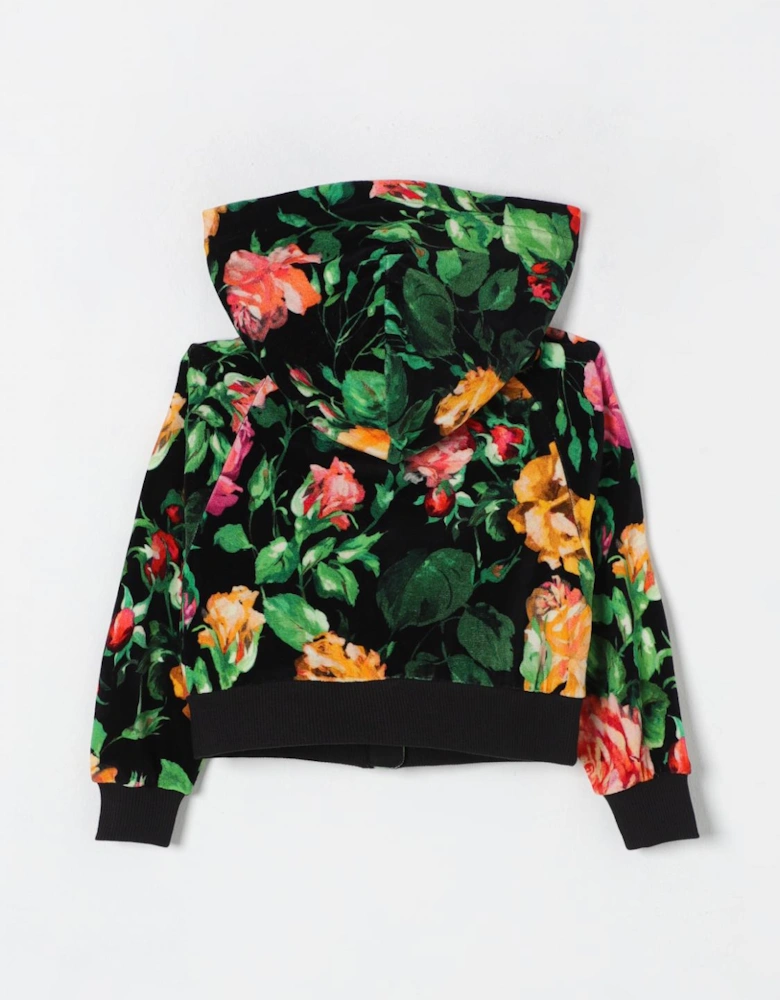 Floral Velvet Hooded Jacket