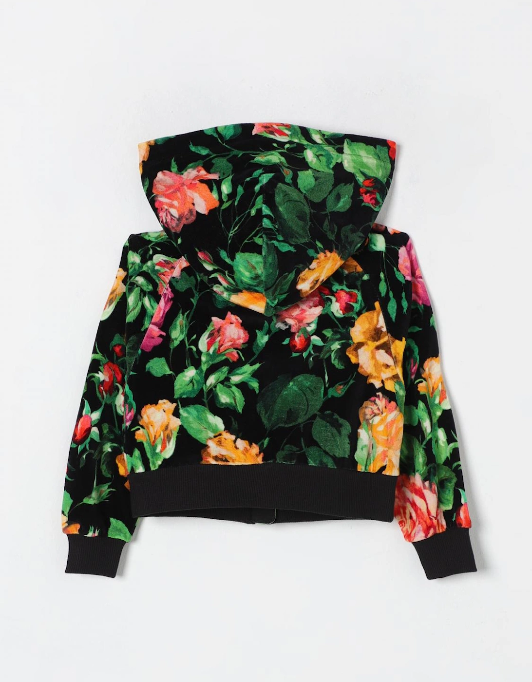 Floral Velvet Hooded Jacket