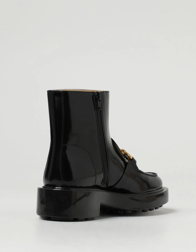 ChainDetailed Leather Ankle Boots