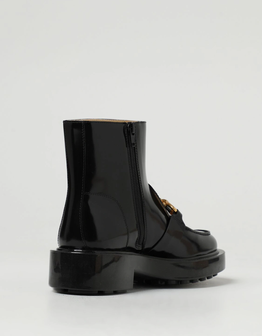 ChainDetailed Leather Ankle Boots