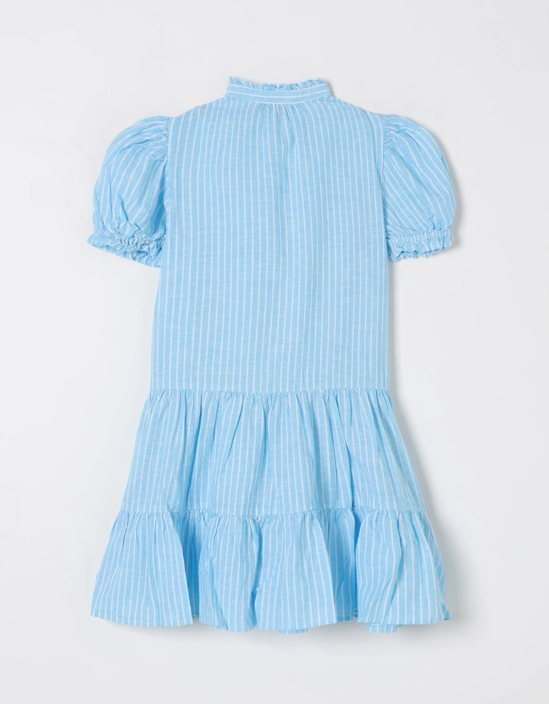 Tiered Striped Dress Puff Sleeves
