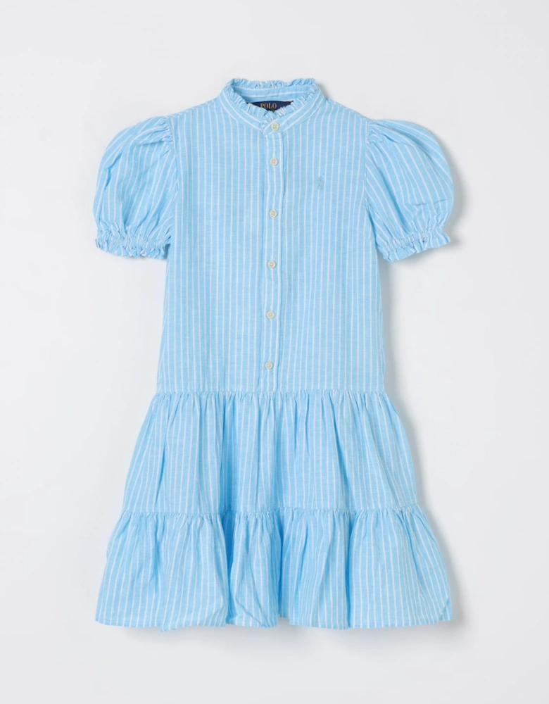 Tiered Striped Dress Puff Sleeves