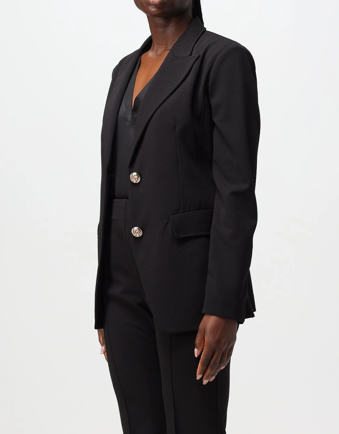 Tailored Blazer Notch Collar Gold Buttons