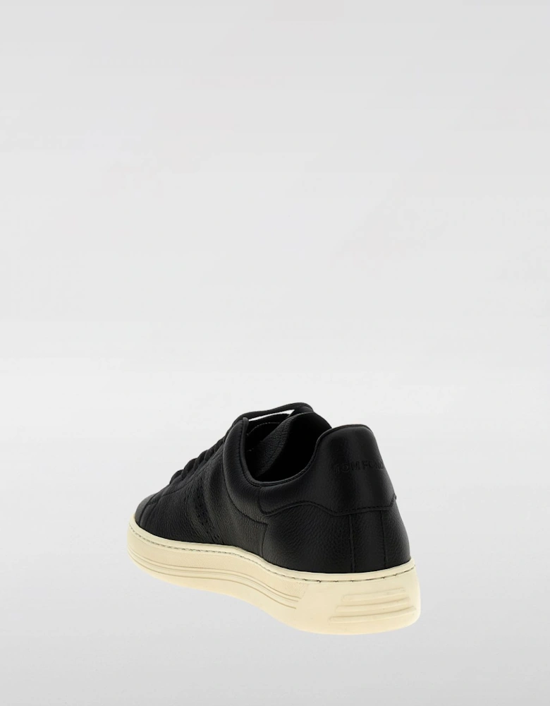 001 Leather Sneakers Perforated Detail