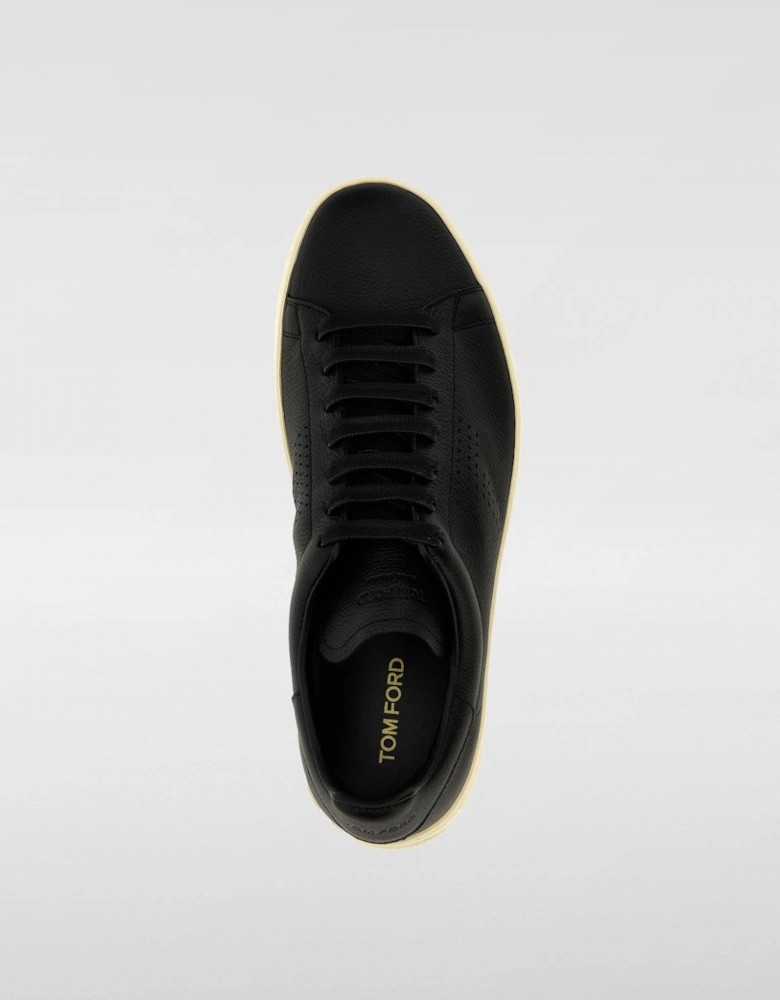 001 Leather Sneakers Perforated Detail