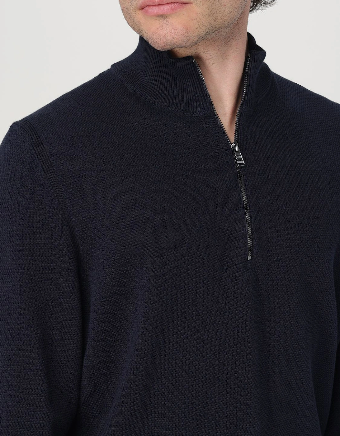 Mock Neck Zip Pullover Sweater