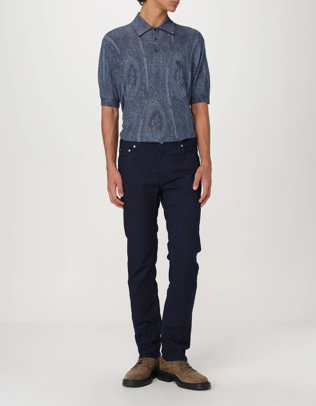 Paisley Knitted Polo Shirt Short Sleeve