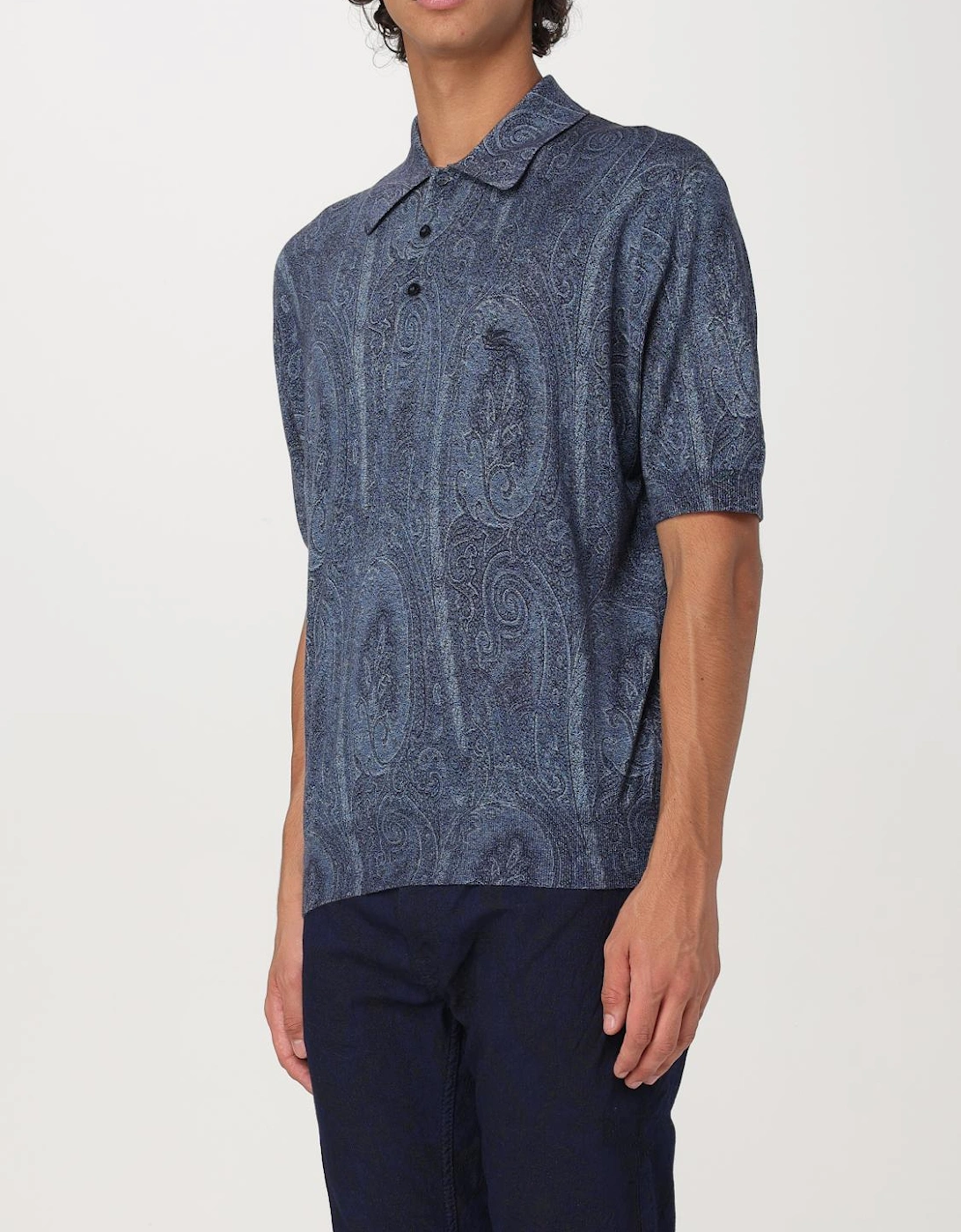 Paisley Knitted Polo Shirt Short Sleeve