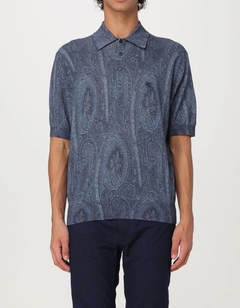 Paisley Knitted Polo Shirt Short Sleeve