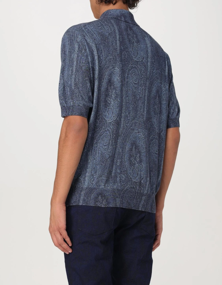 Paisley Knitted Polo Shirt Short Sleeve