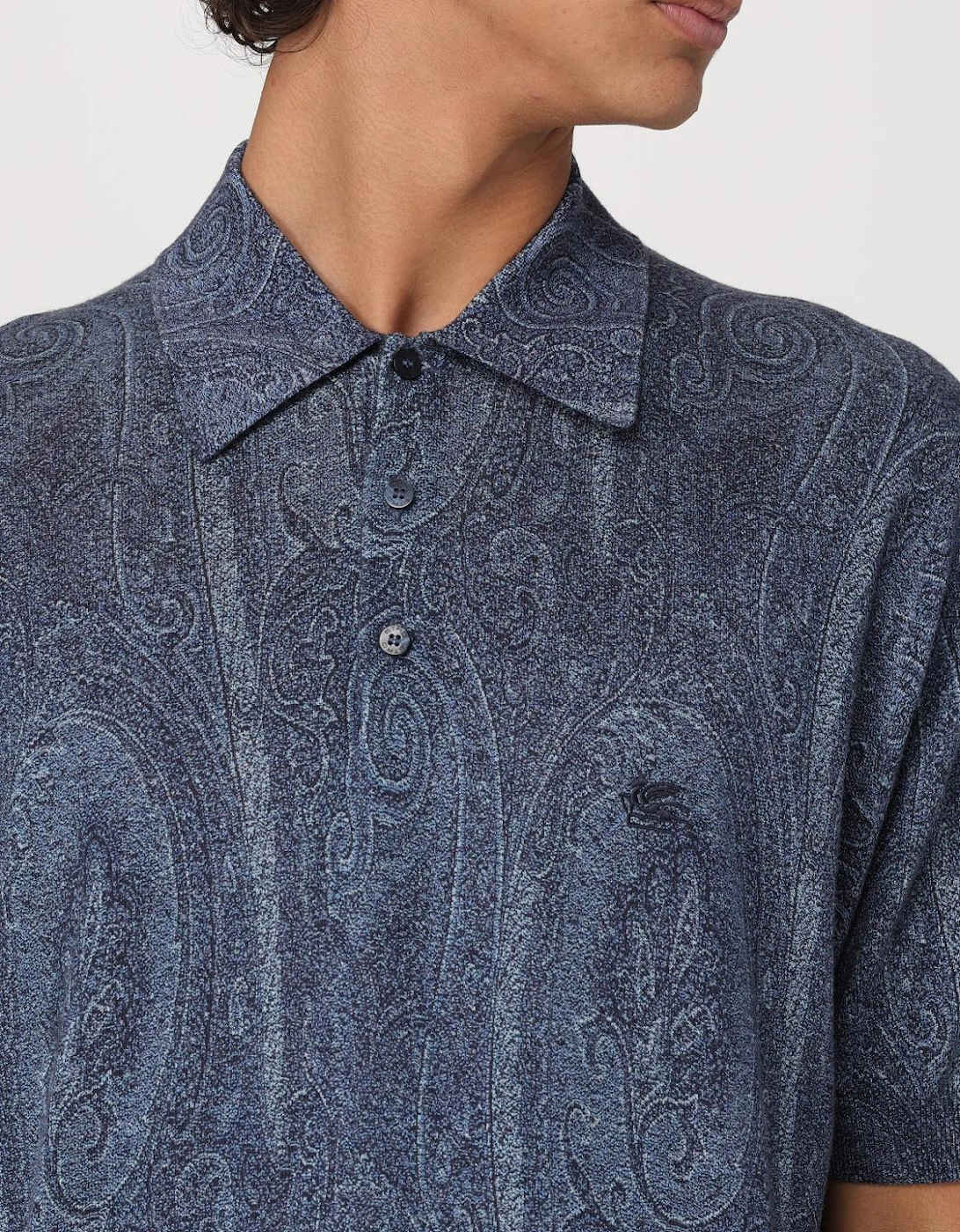 Paisley Knitted Polo Shirt Short Sleeve