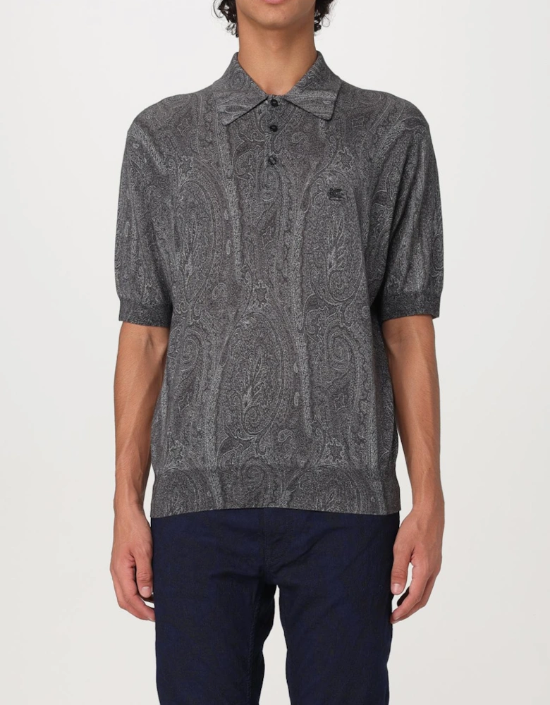 Paisley Knitted Polo Shirt Short Sleeve