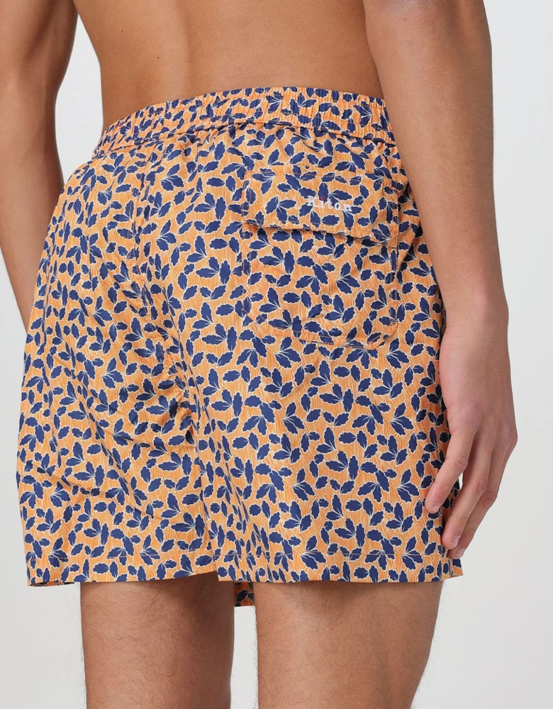 Leaf Print Swim Trunks QuickDrying