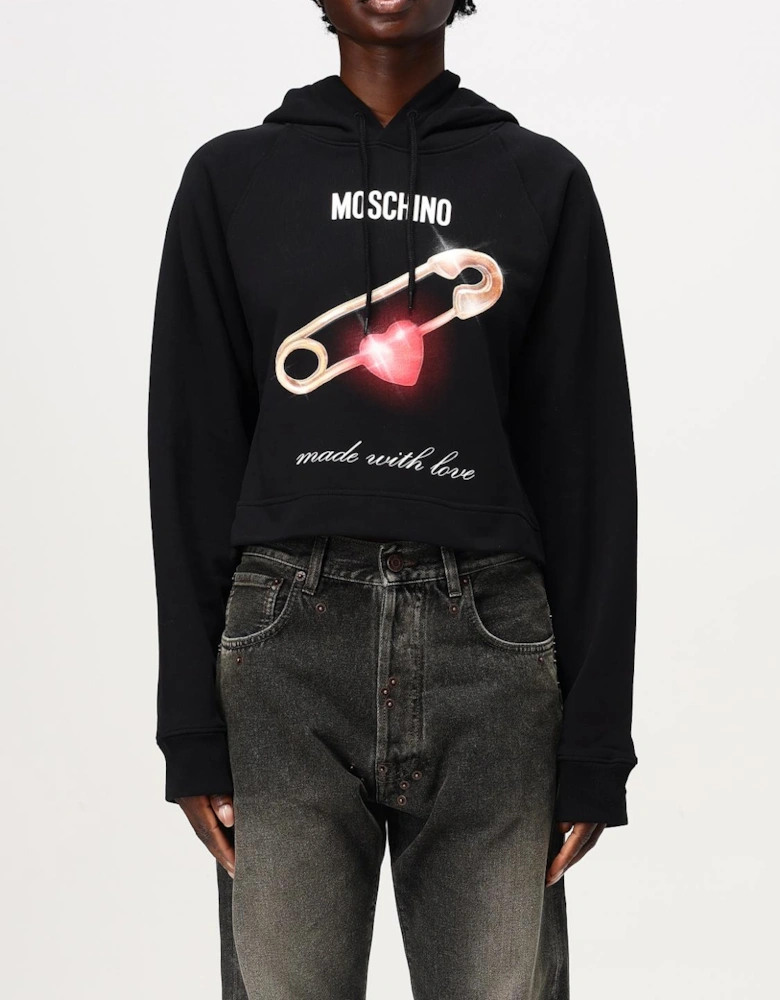 Safety Pin Heart Cropped Hoodie