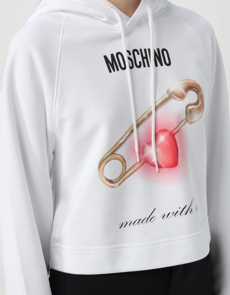 Safety Pin Heart Cropped Hoodie