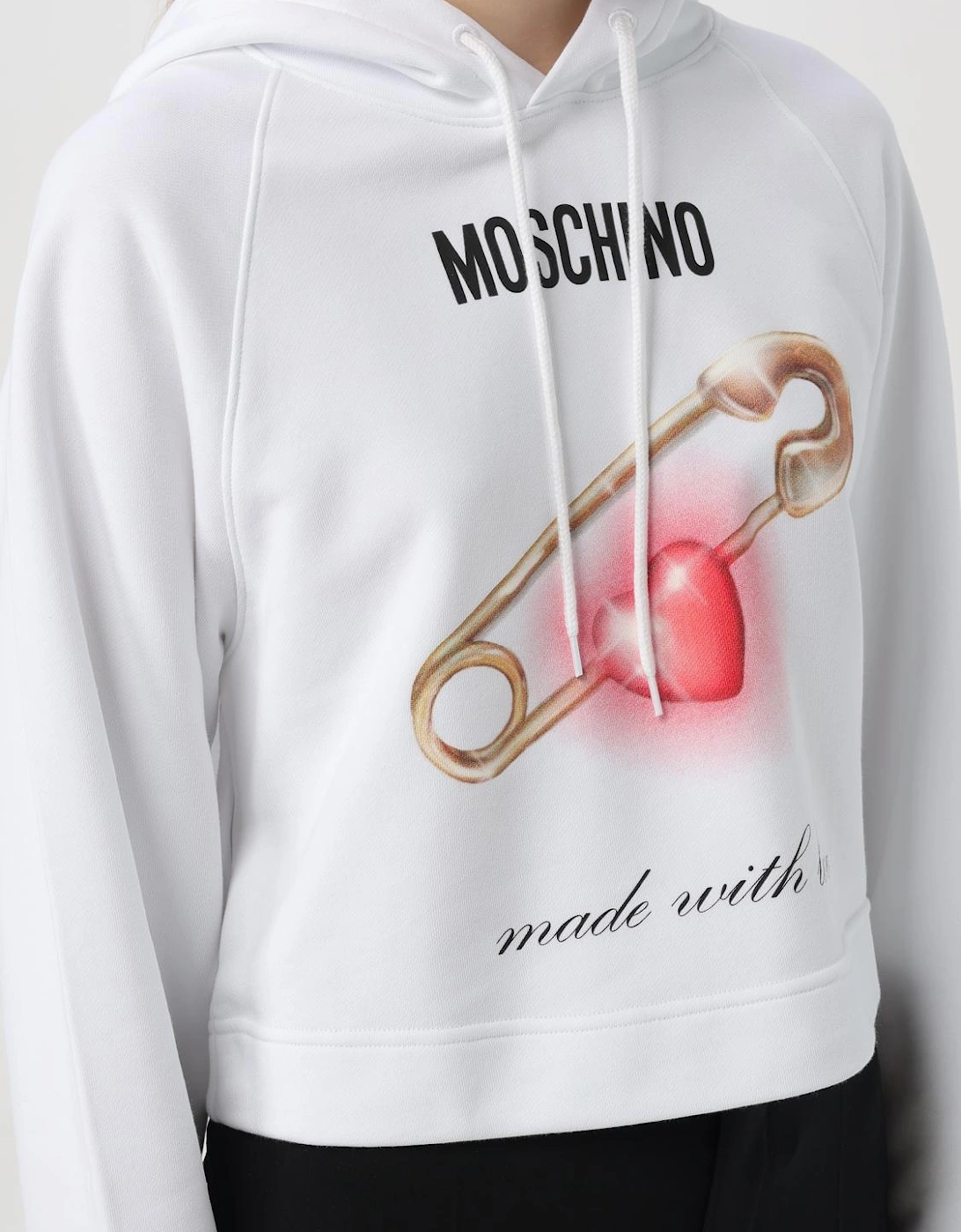 Safety Pin Heart Cropped Hoodie