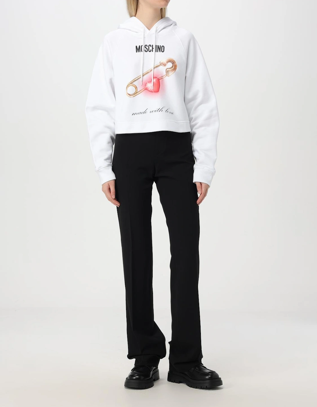 Safety Pin Heart Cropped Hoodie