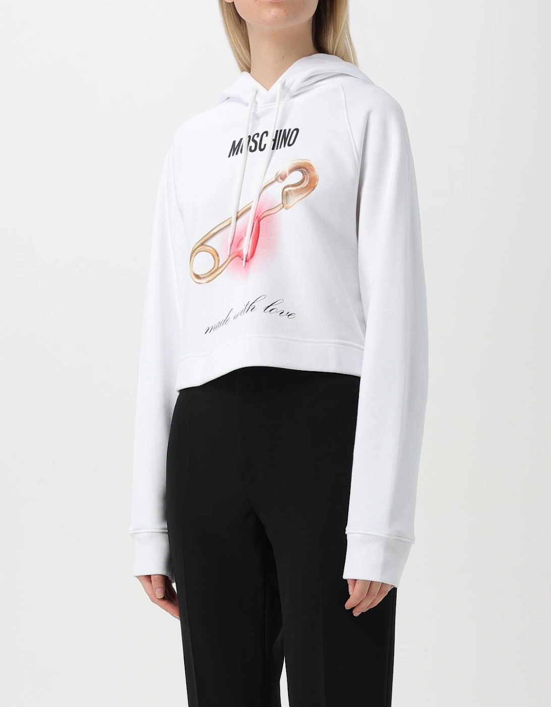 Safety Pin Heart Cropped Hoodie