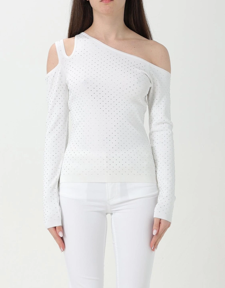 OneShoulder Rhinestone Knit Top
