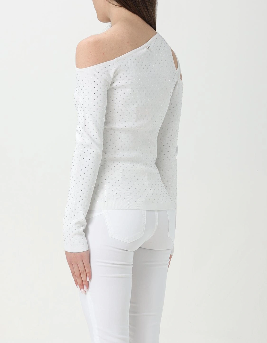 OneShoulder Rhinestone Knit Top