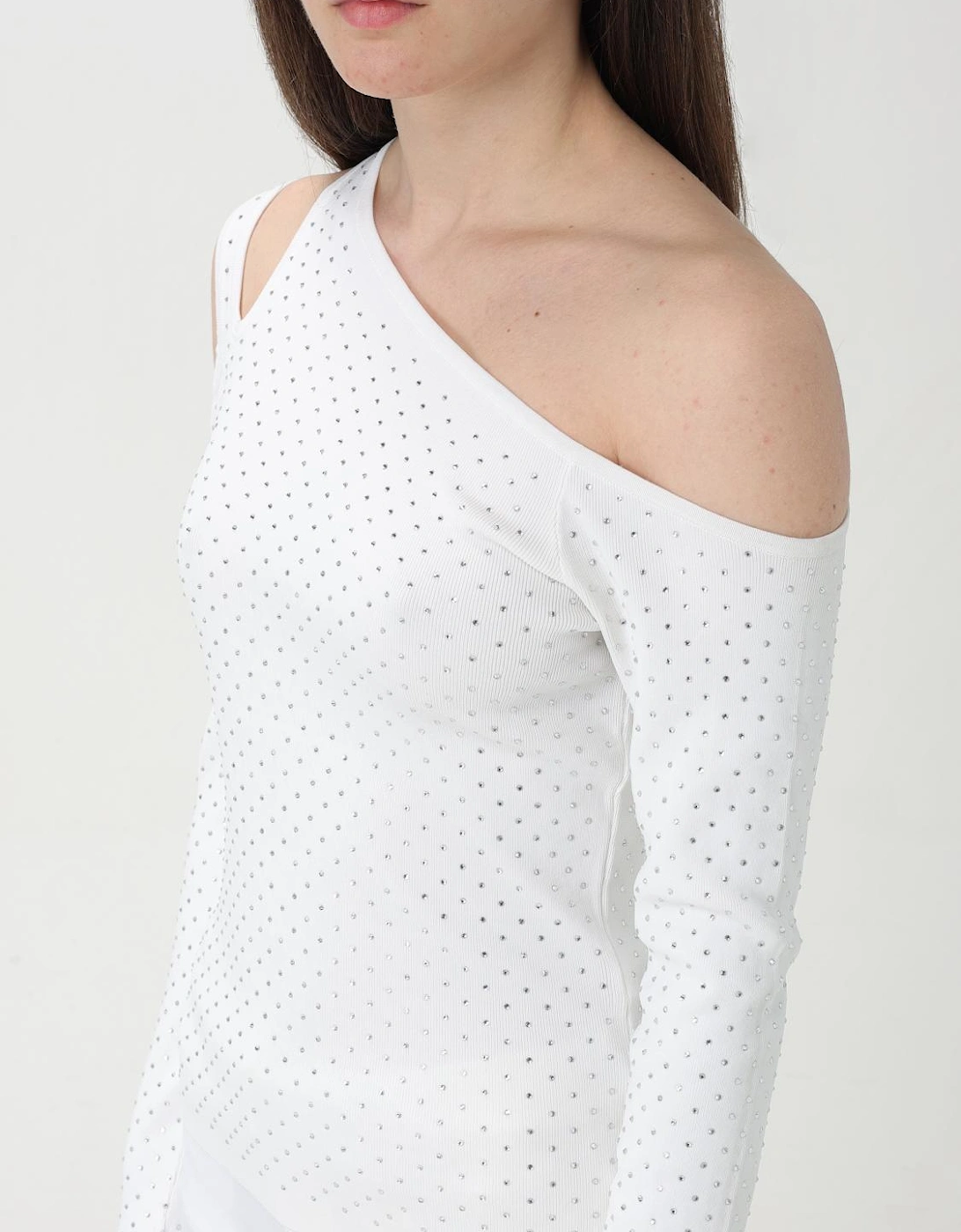 OneShoulder Rhinestone Knit Top