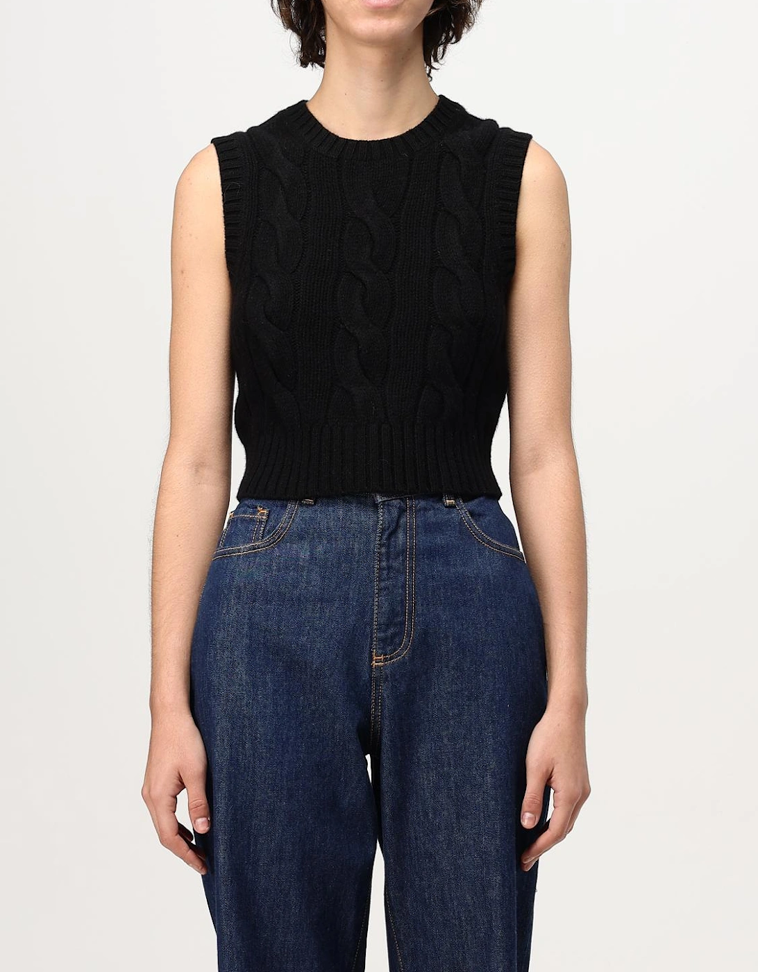 Cable Knit Sleeveless Sweater Vest, 4 of 3