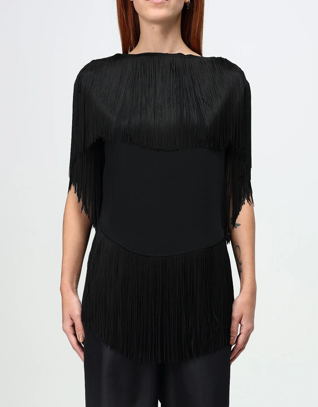 Fringe Detail Boat Neck Short Sleeve Top, 6 of 5