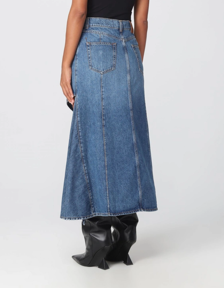 Asymmetrical Denim Maxi Skirt